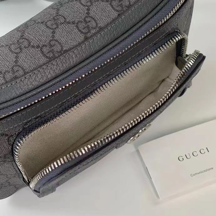 Gucci Unisex GG Ophidia Belt Bag Grey Black GG Supreme Canvas Leather Double G (3)