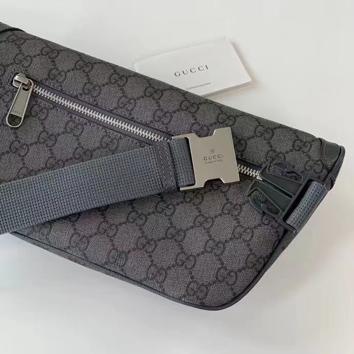 Gucci Unisex GG Ophidia Belt Bag Grey Black GG Supreme Canvas Leather Double G (7)