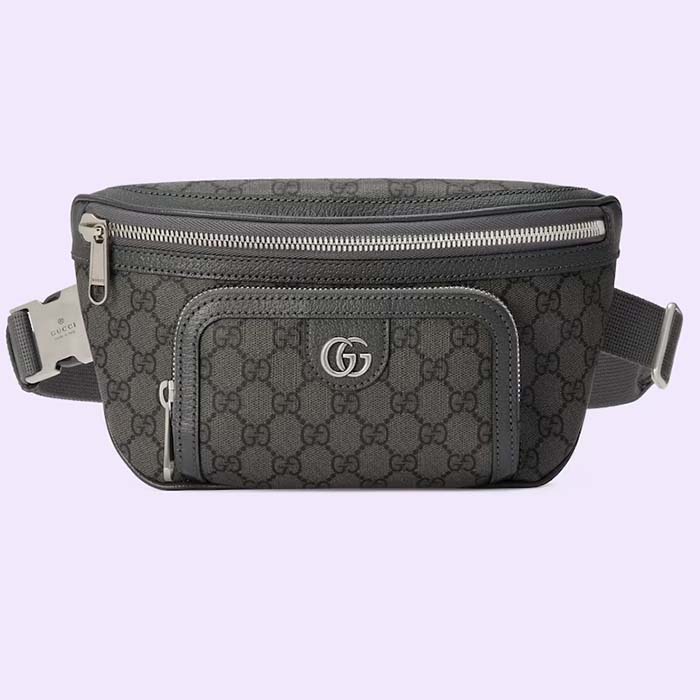 Gucci Unisex GG Ophidia Belt Bag Grey Black GG Supreme Canvas Leather Double G