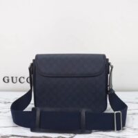 Gucci Unisex GG Ophidia Medium Messenger Bag Blue Black Supreme Tender Canvas Double G (5)