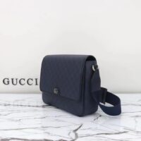 Gucci Unisex GG Ophidia Medium Messenger Bag Blue Black Supreme Tender Canvas Double G (5)