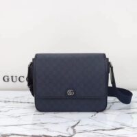 Gucci Unisex GG Ophidia Medium Messenger Bag Blue Black Supreme Tender Canvas Double G (5)