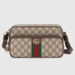 Gucci Unisex GG Ophidia Liten Axelväska Beige Ebenholts GG Supreme Canvas