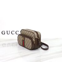 Gucci Unisex GG Ophidia Small Messenger Bag Beige Ebony GG Supreme Canvas (1)