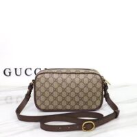 Gucci Unisex GG Ophidia Small Messenger Bag Beige Ebony GG Supreme Canvas (1)