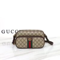 Gucci Unisex GG Ophidia Small Messenger Bag Beige Ebony GG Supreme Canvas (1)