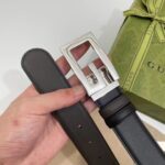 Gucci Unisex GG Reversible Belt Square G Buckle Black Leather Reverses Brown Leather - immagine 10