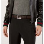 Gucci Unisex GG Reversible Belt Square G Buckle Black Leather Reverses Brown Leather - immagine 12