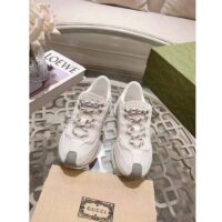 Gucci Unisex GG Run Sneaker White Suede Interlocking G Bi-Color Rubber Lace-Up Low-Heel (6)
