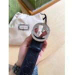 Gucci Unisex GG Signature Leather Belt Black Interlocking G Buckle 3.8 CM Width – Image 6