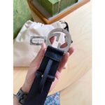 Gucci Unisex GG Signature Leather Belt Black Interlocking G Buckle 3.8 CM Width – Image 8