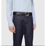 Gucci Unisex GG Signature Leather Belt Black Interlocking G Buckle 3.8 CM Width – Image 10
