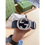 Gucci Unisex GG Signature Leather Belt Black Interlocking G Buckle 3.8 CM Width – Image 4
