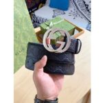 Gucci Unisex GG Signature Leather Belt Black Interlocking G Buckle 3.8 CM Width – Image 5