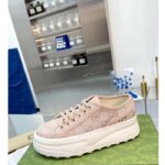 Gucci Unisex GG Sneaker Pink Original GG Canvas Rubber Sole Interlocking G Flat - Image 3