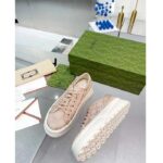 Gucci Unisex GG Sneaker Pink Original GG Canvas Rubber Sole Interlocking G Flat - Image 5