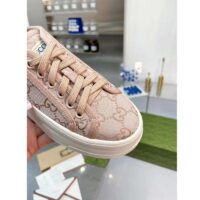 Gucci Unisex GG Sneaker Pink Original GG Canvas Rubber Sole Interlocking G Flat (10)