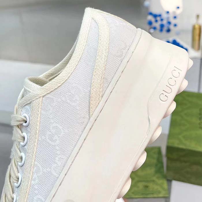 Gucci Unisex GG Sneaker White Original GG Canvas Rubber Sole Interlocking G Flat (5)