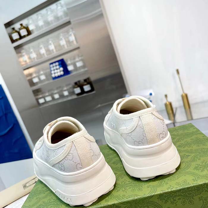 Gucci Unisex GG Sneaker White Original GG Canvas Rubber Sole Interlocking G Flat (8)