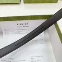 Gucci Unisex GG Thin Belt Crystal Double G Buckle Black Leather 2 CM Width (5)