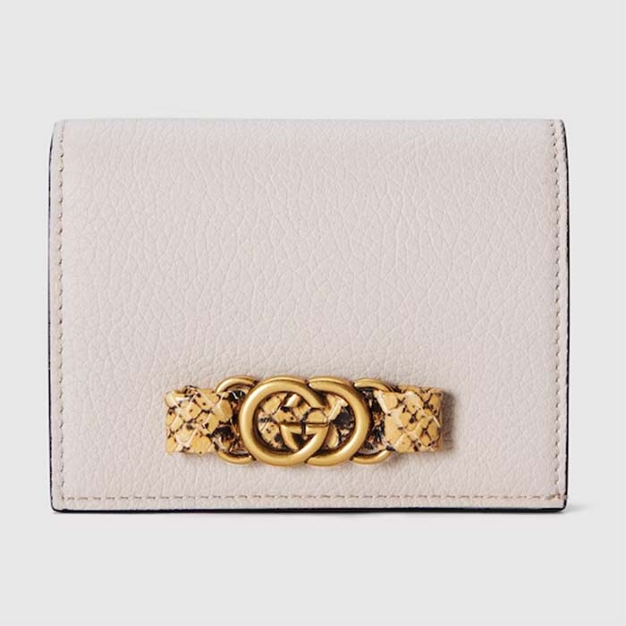 Gucci Unisex GG Wallet Interlocking G Python Bow Light Pink Leather Moiré Lining
