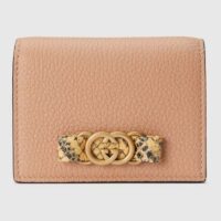 Gucci Unisex GG Wallet Interlocking G Python Bow Rose Beige Leather Moiré Lining (1)