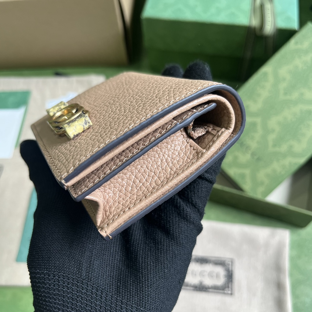 Gucci Unisex GG Wallet Interlocking G Python Bow Rose Beige Leather Moiré Lining (2)