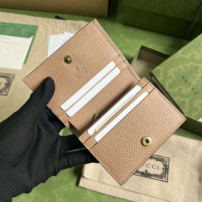 Gucci Unisex GG Wallet Interlocking G Python Bow Rose Beige Leather Moiré Lining (3)