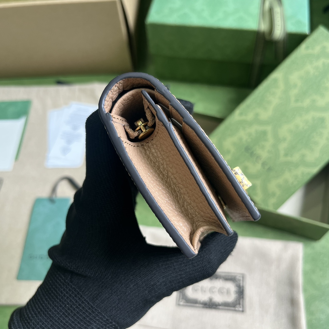 Gucci Unisex GG Wallet Interlocking G Python Bow Rose Beige Leather Moiré Lining (8)