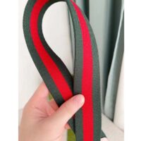 Gucci Unisex GG Web Belt Interlocking G Buckle Green Red Web Black Leather 3.8 CM Width (2)