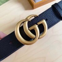 Gucci Unisex GG Wide Leather Belt Double G Buckle 3.8 CM Width Black Metal-Free Tanned (11)