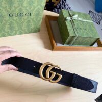 Gucci Unisex GG Wide Leather Belt Double G Buckle 3.8 CM Width Black Metal-Free Tanned (11)