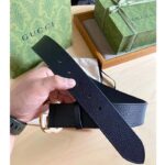 Gucci Unisex GG Wide Leather Belt Double G Buckle 3.8 CM Width Black Metal-Free Tanned - Image 7