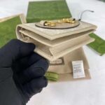 Gucci Unisex Horsebit 1955 Card Case Wallet Beige White GG Supreme Canvas - Image 5