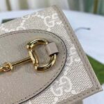 Gucci Unisex Horsebit 1955 Card Case Wallet Beige White GG Supreme Canvas - Image 9