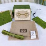 Gucci Unisex Horsebit 1955 Card Case Wallet Beige White GG Supreme Canvas - Image 2