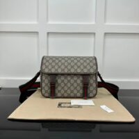 Gucci Unisex Jumbo GG Messenger Bag Beige Ebony GG Supreme Interlocking G Leather (2)
