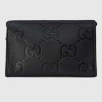 Gucci Unisex Jumbo GG Pouch Black Jumbo GG Leather Zip Closure (12)