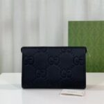 Gucci Unisex Jumbo GG Pouch Black Jumbo GG Leather Zip Closure - Image 2