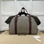 Gucci Unisex Large Duffle Bag Web Beige Ebony Soft GG Supreme Zip Closure – Image 2