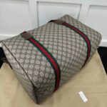 Gucci Unisex Large Duffle Bag Web Beige Ebony Soft GG Supreme Zip Closure – Image 6