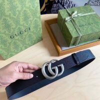 Gucci Unisex Marmont Belt Maxi GG Canvas Black Double G Buckle 3.8 CM Width (3)