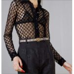 Gucci Unisex Marmont Reversible Thin Belt Beige Ebony GG Supreme Canvas Purple Leather - immagine 10