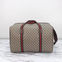 Gucci Unisex Maxi Duffle Bag Web Beige Ebony Soft GG Supreme Zip Closure (3)