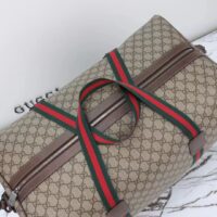 Gucci Unisex Maxi Duffle Bag Web Beige Ebony Soft GG Supreme Zip Closure (3)