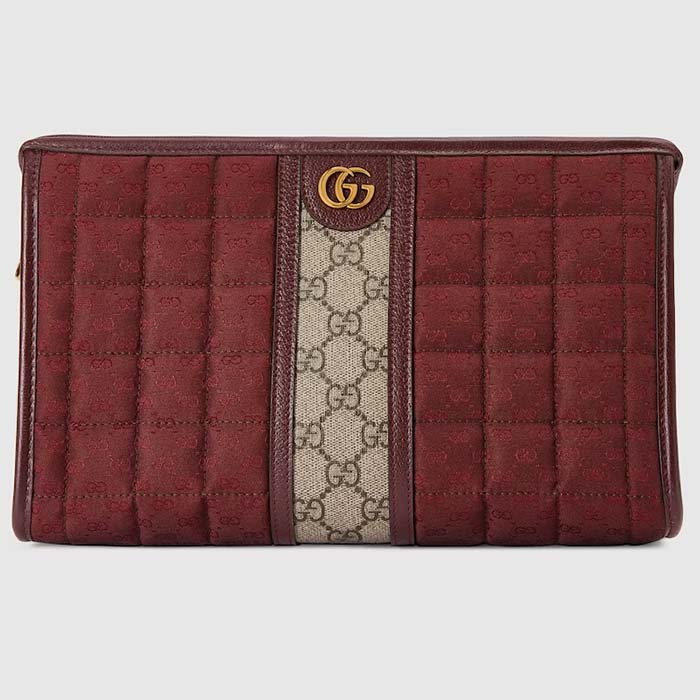 Gucci Unisex Mini GG Canvas Pouch Burgundy Quilted Beige Ebony Supreme