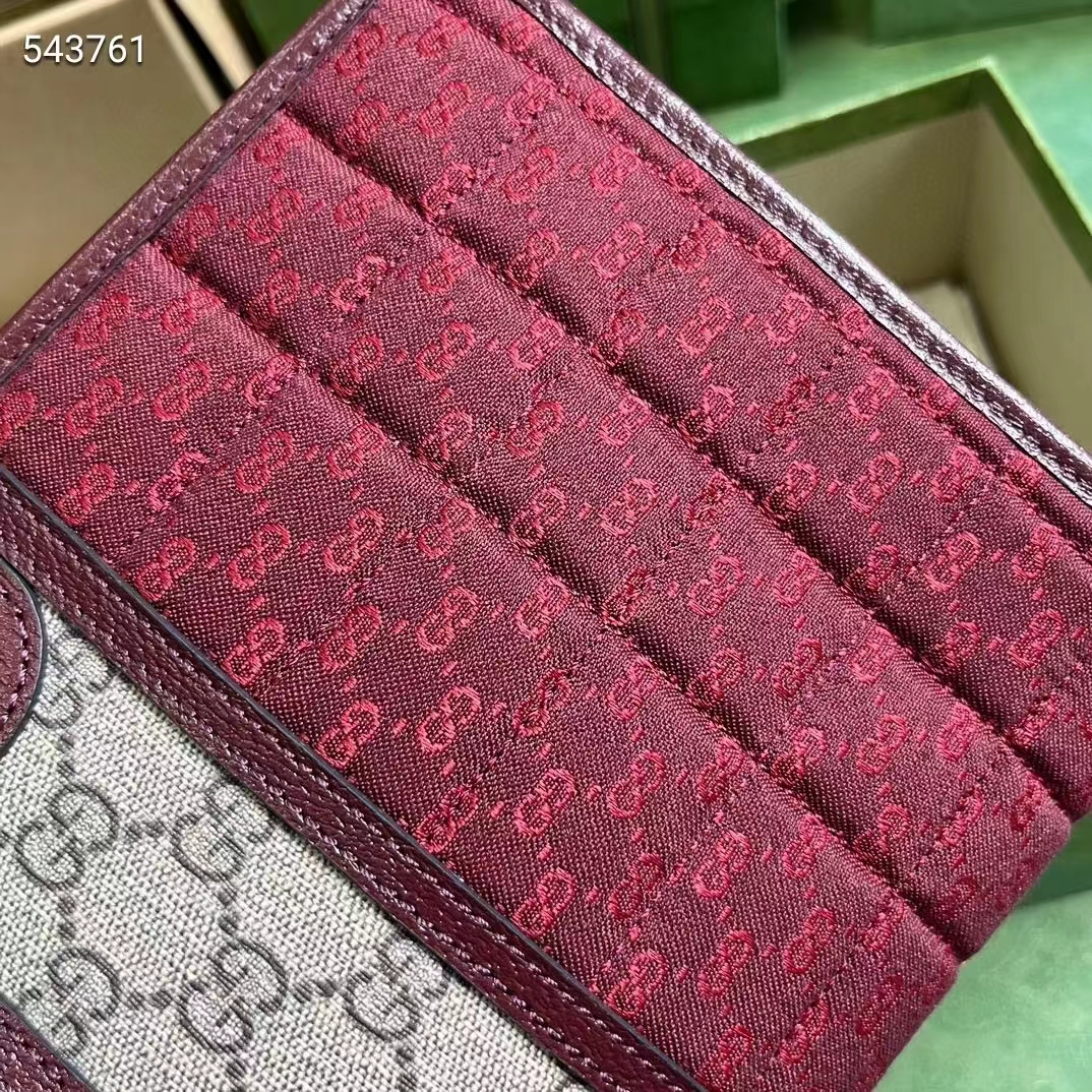 Gucci Unisex Mini GG Canvas Pouch Burgundy Quilted Beige Ebony Supreme (3)