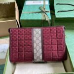 Gucci Unisex Mini GG Canvas Pouch Burgundy Quilted Beige Ebony Supreme - Image 3