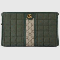 Gucci Unisex Mini GG Canvas Pouch Green Quilted Beige Ebony Supreme