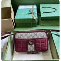 Gucci Unisex Mini GG Canvas Shoulder Bag Burgundy Quilted Beige Ebony Supreme Double G (6)